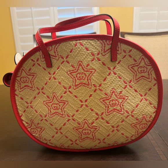 New Gucci GG Star Logo Raffia Snail Bag Tote - Picture 7 of 12